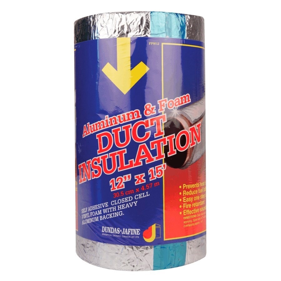 Isolant mousse doublé d aluminium pour tuyau 12 po de largeur x 15 pi