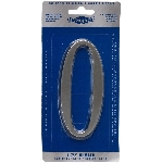 Chiffre 0 pour adresse en aluminium, nickel brossé, 4,75 po