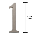 Chiffre 1 pour adresse en aluminium, nickel brossé, 4,75 po