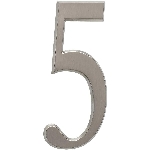 Chiffre 5 pour adresse en aluminium, nickel brossé, 4,75 po
