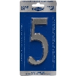 Chiffre 5 pour adresse en aluminium, nickel brossé, 4,75 po