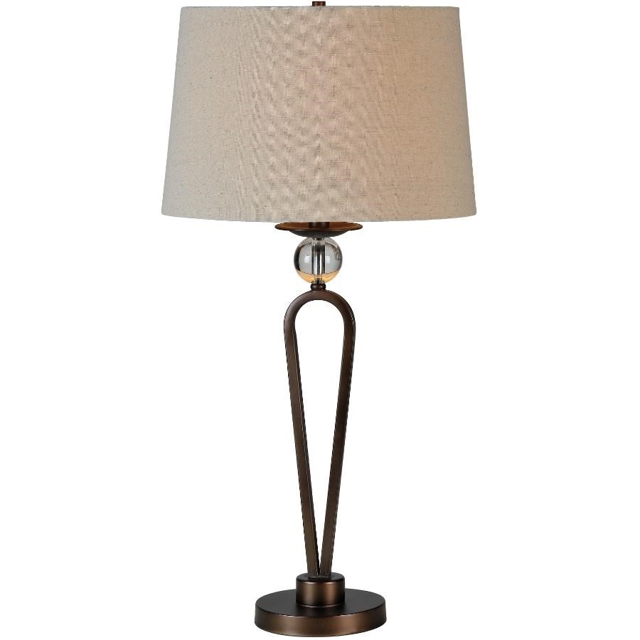 Lampe de table bronze Pembroke avec abat-jour en lin beige