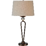 Lampe de table bronze Pembroke avec abat-jour en lin beige
