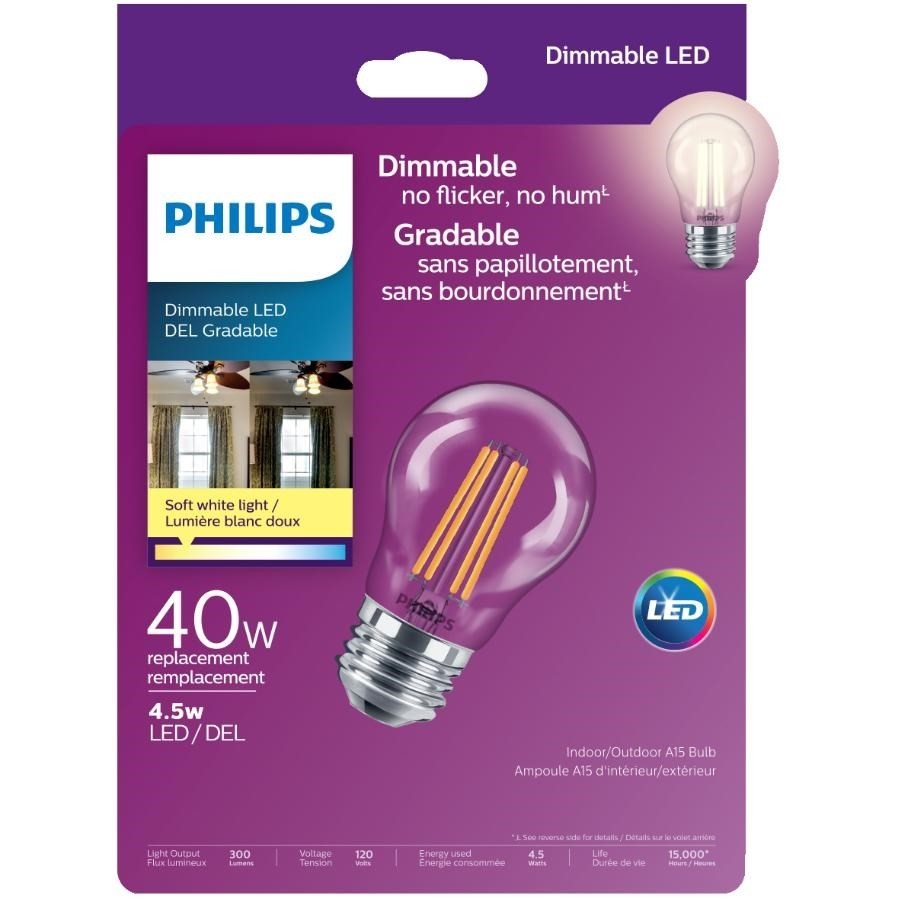 Ampoule à DEL A15 de 4,5 W à intensité variable et à culot moye