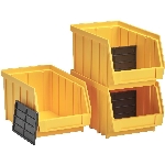 Paquet de 3 bacs de rangement en plastique jaune, 5 po x 9 po