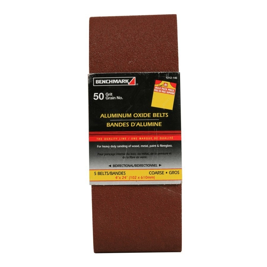 Paquet de 5 courroies en oxyde d'aluminium de grain 50, 4 po x 24 po