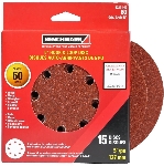 Paquet de 15 disques de ponçage autoagrippants de 5 po en oxyde d'aluminium de grain 60, 8 trous