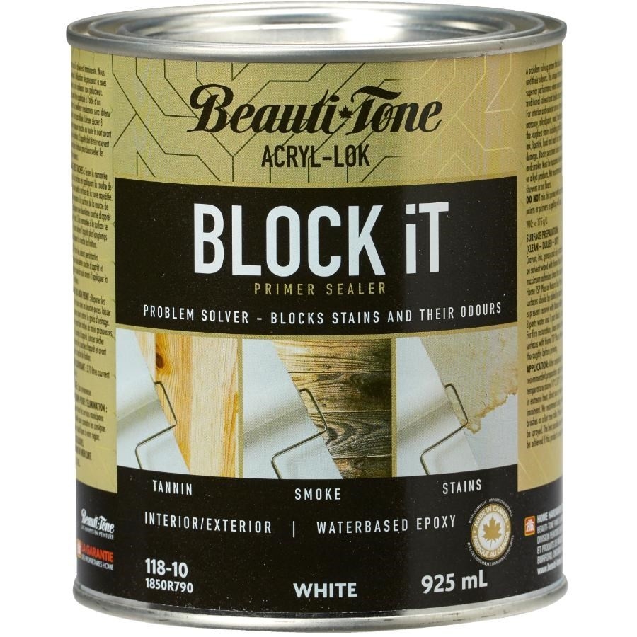 Apprêt d'intérieur et d'extérieur au latex Block It, blanc, 925 ml