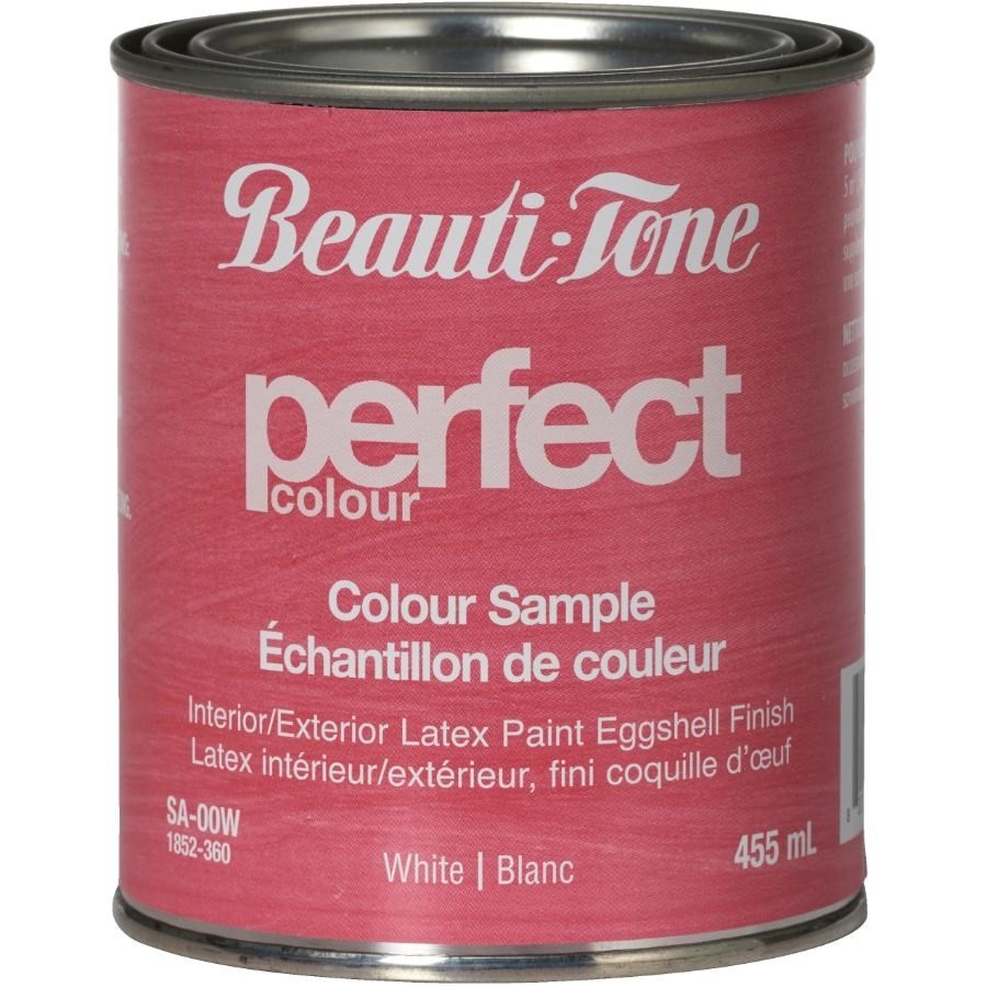 Peinture d'intérieur au latex, fini coquille d'oeuf, base blanche, format d'échantillon 455 ml