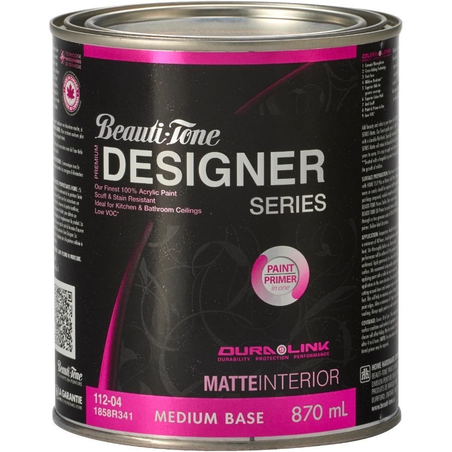 Peinture au latex pour intérieur, fini mat, base moyenne, 870 ml