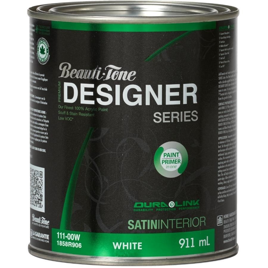 Peinture au latex pour l'intérieur, fini satiné, base blanche, 911 ml