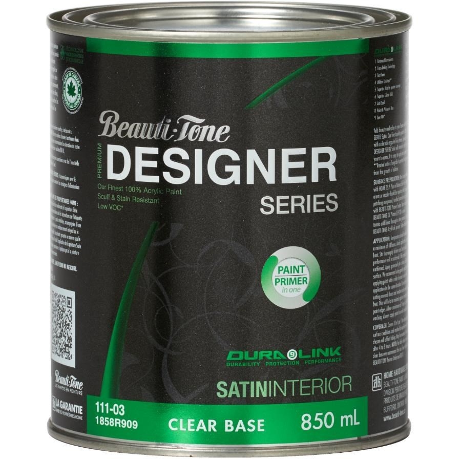 Peinture au latex pour l'intérieur, fini satiné, base claire, 850 ml