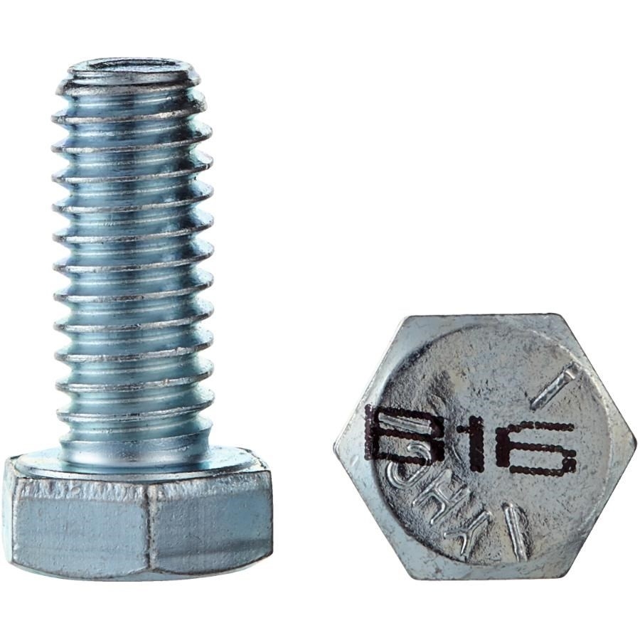 Boulon no 5 plaqué zinc à tête hexagonale à filets grossiers, 5/16 po x 3/4 po