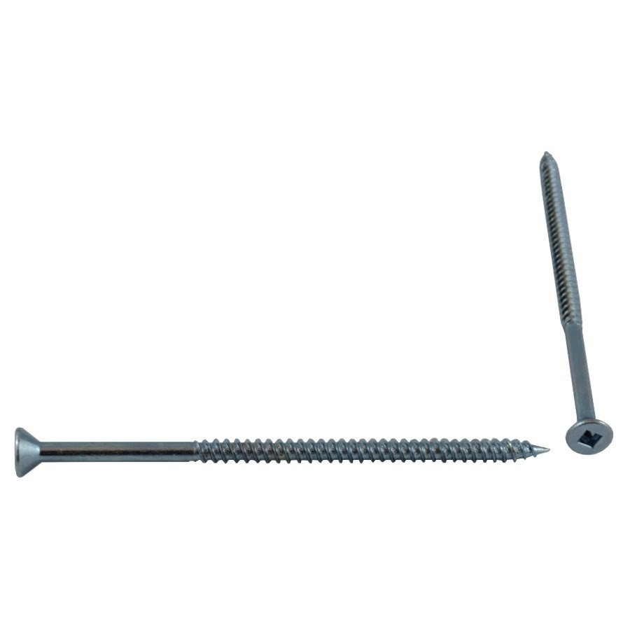 Paquet de 5 vis à bois à tête plate creuse plaquées zinc, no 8 x 3-1/2 po