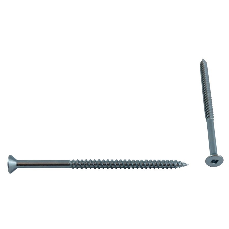 Paquet de 5 vis à bois à tête plate creuse plaquées zinc, no 10 x 3-1/2 po
