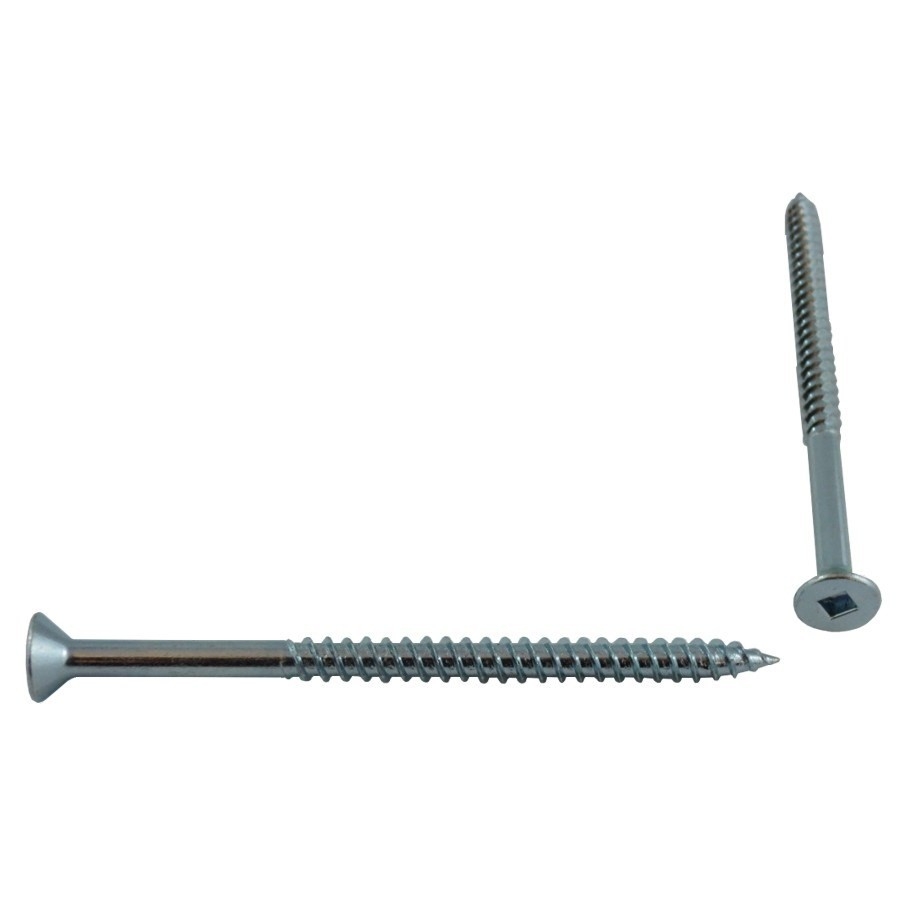 Paquet de 5 vis à bois à tête plate creuse plaquées zinc, no 12 x 3-1/2 po