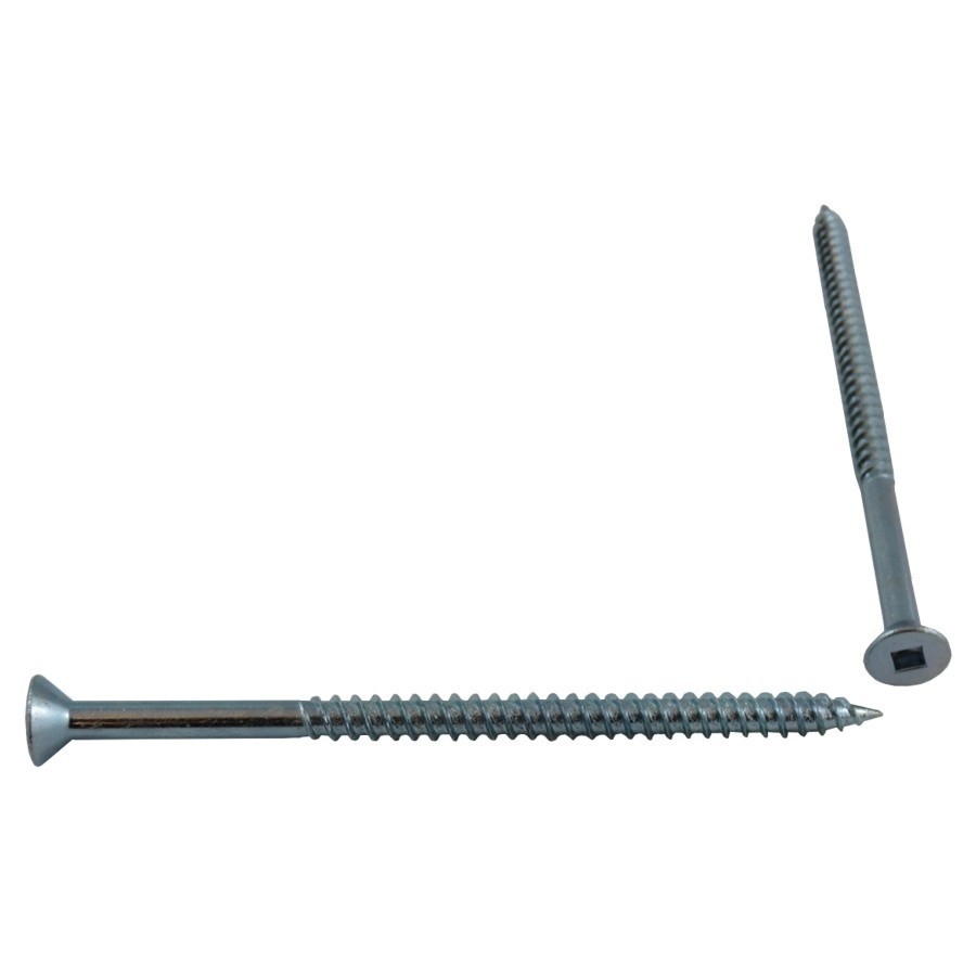 Paquet de 5 vis à bois à tête plate creuse plaquées zinc, no 12 x 4 po