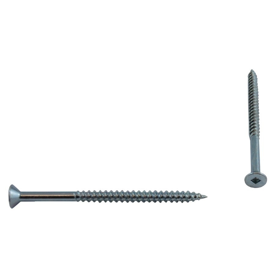 Paquet de 5 vis à bois à tête plate creuse plaquées zinc, no 10 x 3 po