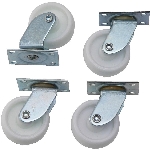 Paquet de 4 roulettes blanches pivotantes de 1-1/2 po sur plaque