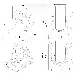 Roulette pivotante de 3 po en caoutchouc sur plaque avec frein
