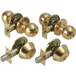 Paquet de 2 poignées et 2 pênes dormants pour entrée à clé identique, laiton