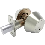 Serrure à pêne dormant à cylindre double, nickel satiné