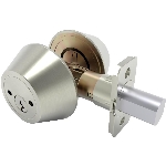 Serrure à pêne dormant à cylindre double, nickel satiné