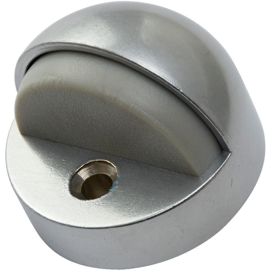 Butoir bombé à profil haut pour porte, chrome satiné