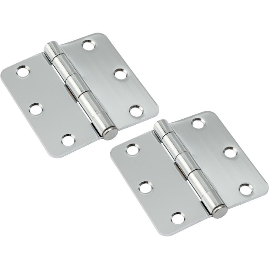 Paquet de 2 charnières de 3 po à rayon de 1/4 po, chrome