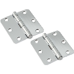 Paquet de 2 charnières de 3 po à rayon de 1/4 po, chrome