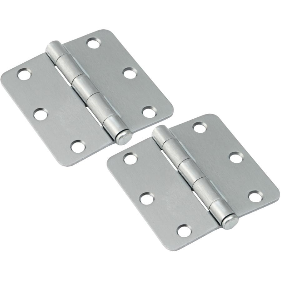 Paquet de 2 charnières de 3 po à rayon de 1/4 po, chrome satiné