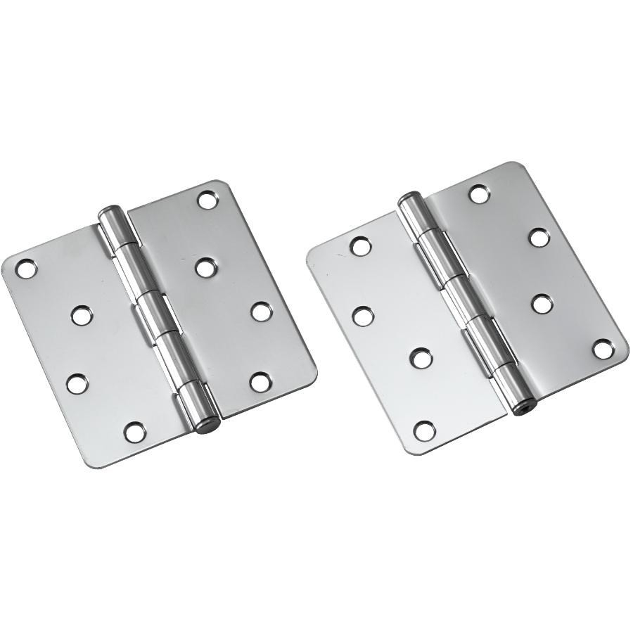 Paquet de 2 charnières de 4 po à rayon de 1/4 po, chrome