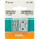 Paquet de 2 charnières étroites de 1 po à broche mobile, zinc