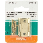 Paquet de 2 charnières étroites de 1-1/2 po à broche fixe, laiton