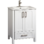 Meuble-lavabo Clare blanc de 23,6 po de largeur x 18,7 po de profondeur x 33,5 po de hauteur à 2 portes et 1 tiroir