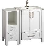 Meuble-lavabo Clare blanc de 23,6 po de largeur x 18,7 po de profondeur x 33,5 po de hauteur à 2 portes et 1 tiroir