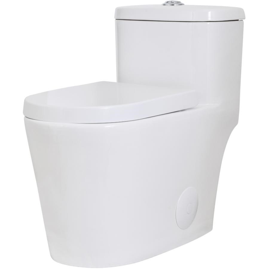 Toilette monobloc allongée isolée blanche de 16 po à double chasse de 3,0 L/4,8 L avec siège à fermeture lente et rondelle de cire dans une boîte