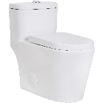 Toilette monobloc allongée isolée blanche de 16 po à double chasse de 3,0 L/4,8 L avec siège à fermeture lente et rondelle de cire dans une boîte