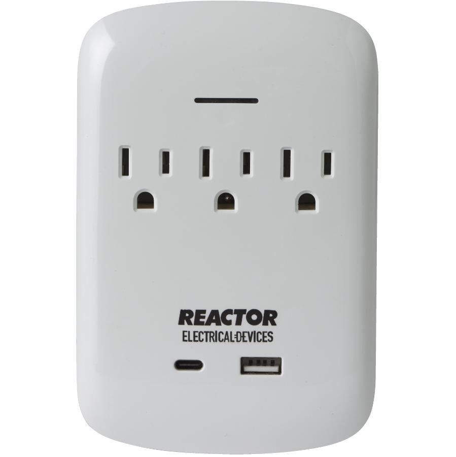 Adaptateur mural à 3 sorties avec limitateur de surtension et 2 ports USB