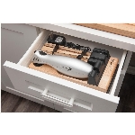 Couteau électrique sans fil, argenté avec socle en bois de chêne