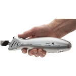 Couteau électrique sans fil, argenté avec socle en bois de chêne