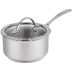 Casserole de 1,5 pinte en acier inoxydable, avec couvercle en verre