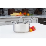 Casserole de 1,5 pinte en acier inoxydable, avec couvercle en verre