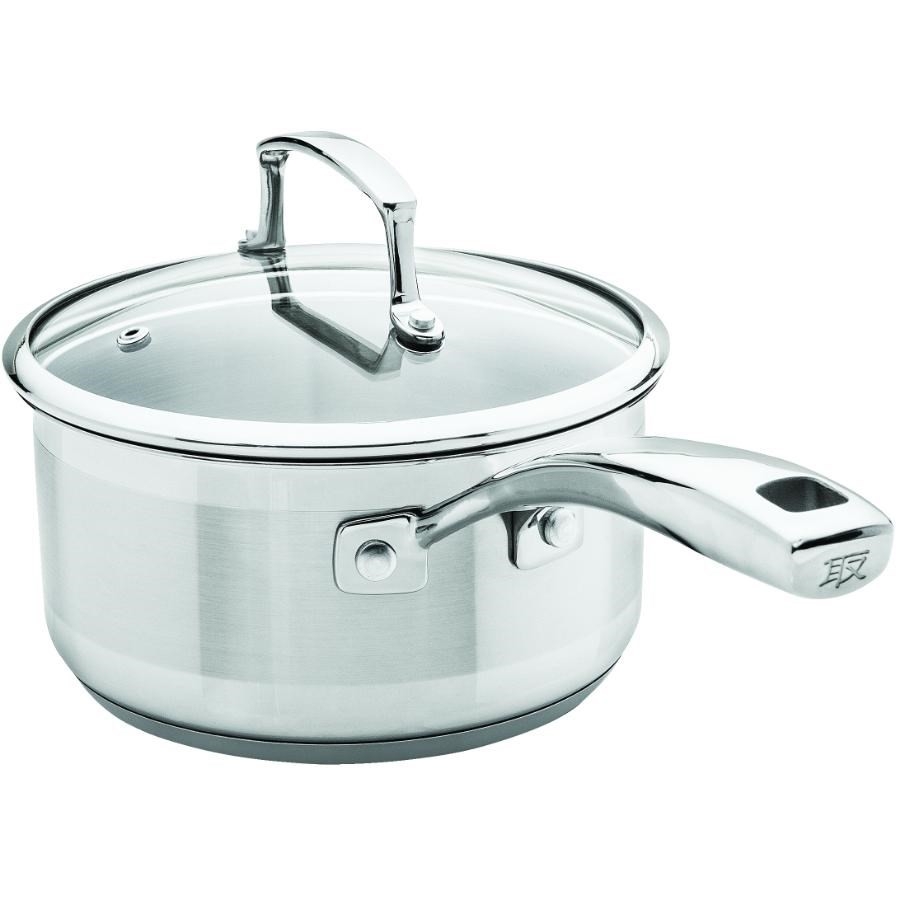Casserole de 1 pinte en acier inoxydable, avec couvercle en verre