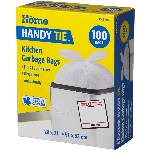 Paquet de 100 sacs à ordures Handy Tie de 20 po x 21 po, blanc