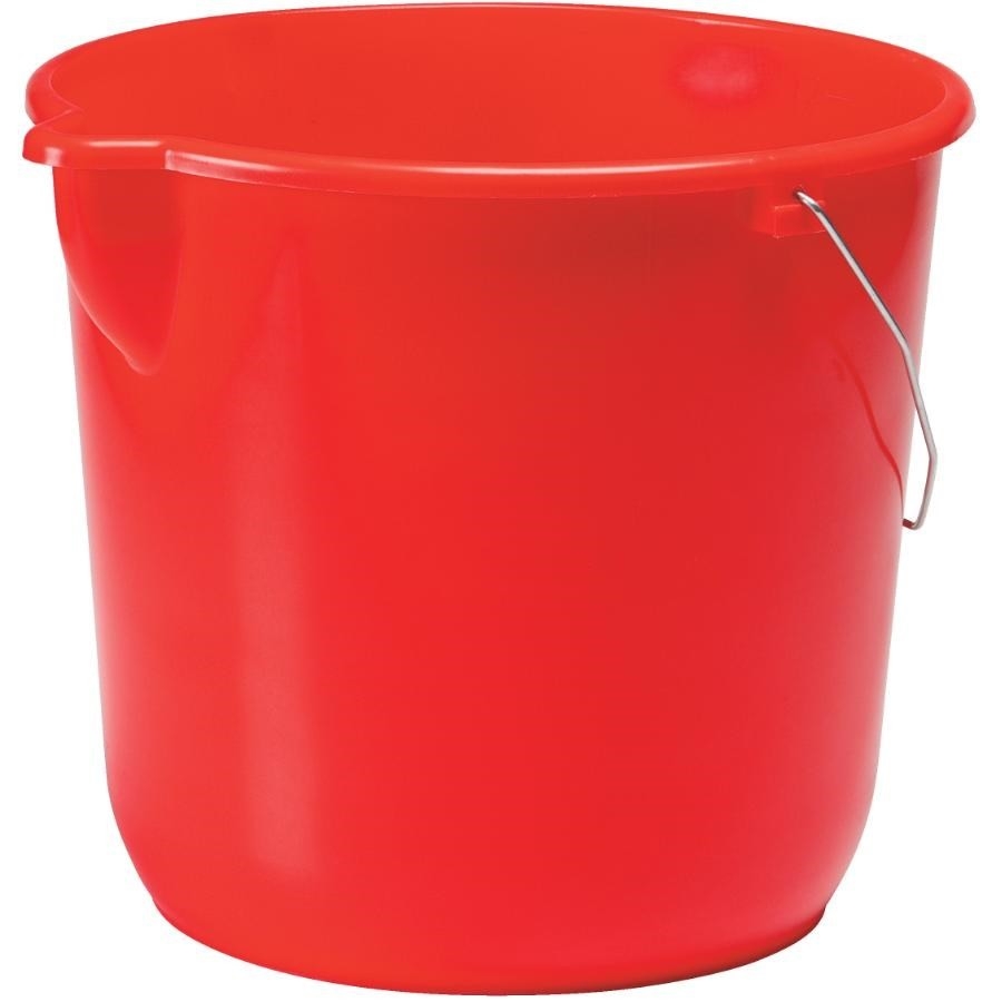 Seau utilitaire en plastique rouge avec bec verseur, 12 L