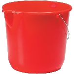 Seau utilitaire en plastique rouge avec bec verseur, 12 L