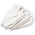 Paquet de 3 paires de gants de travail blancs en coton de 8 oz à taille unique pour hommes avec poignet en tricot