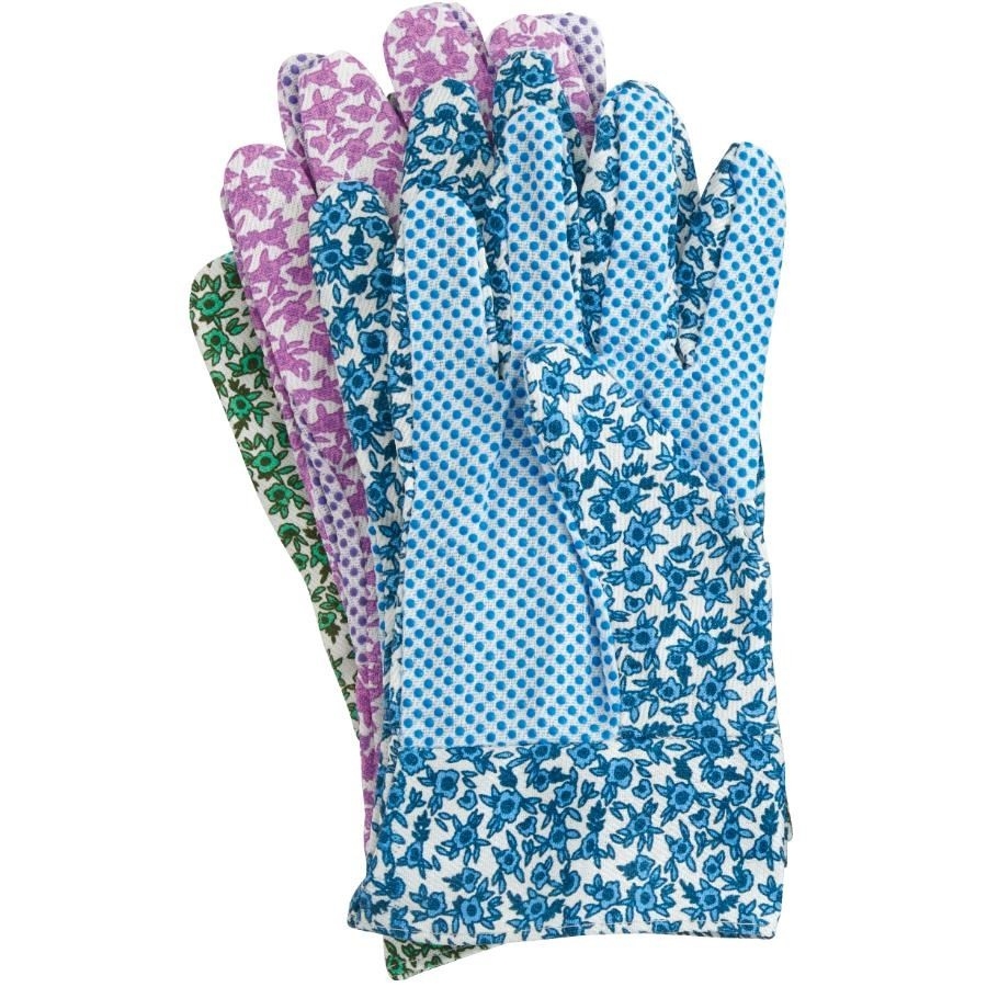 Paquet de 3 paires de gants de jardinage à paume en caoutchouc antidérapant à taille unique pour femmes