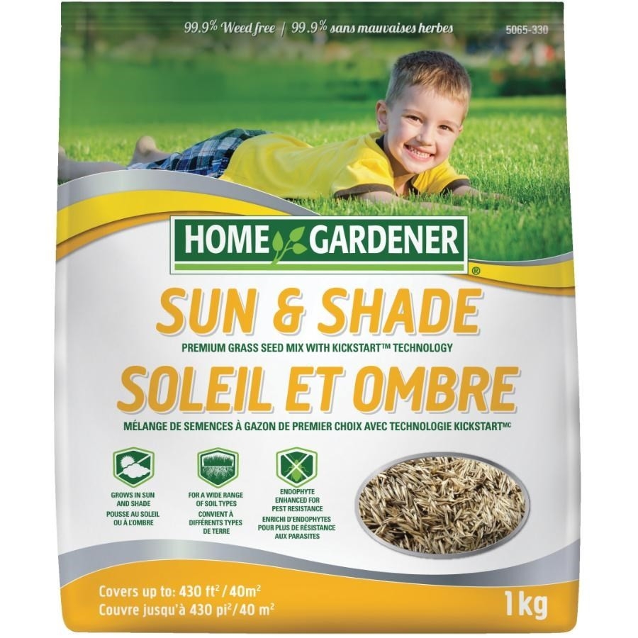 Semences pour gazon avec mélange pour zones ensoleillées et ombragées, 1 kg